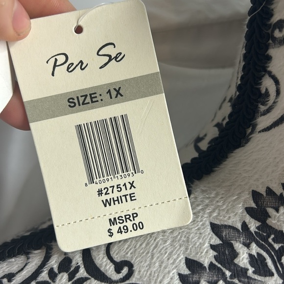 Per Se Classic White Button-Up Shirt Half Button Up New With Tags 1X - Picture 3 of 8